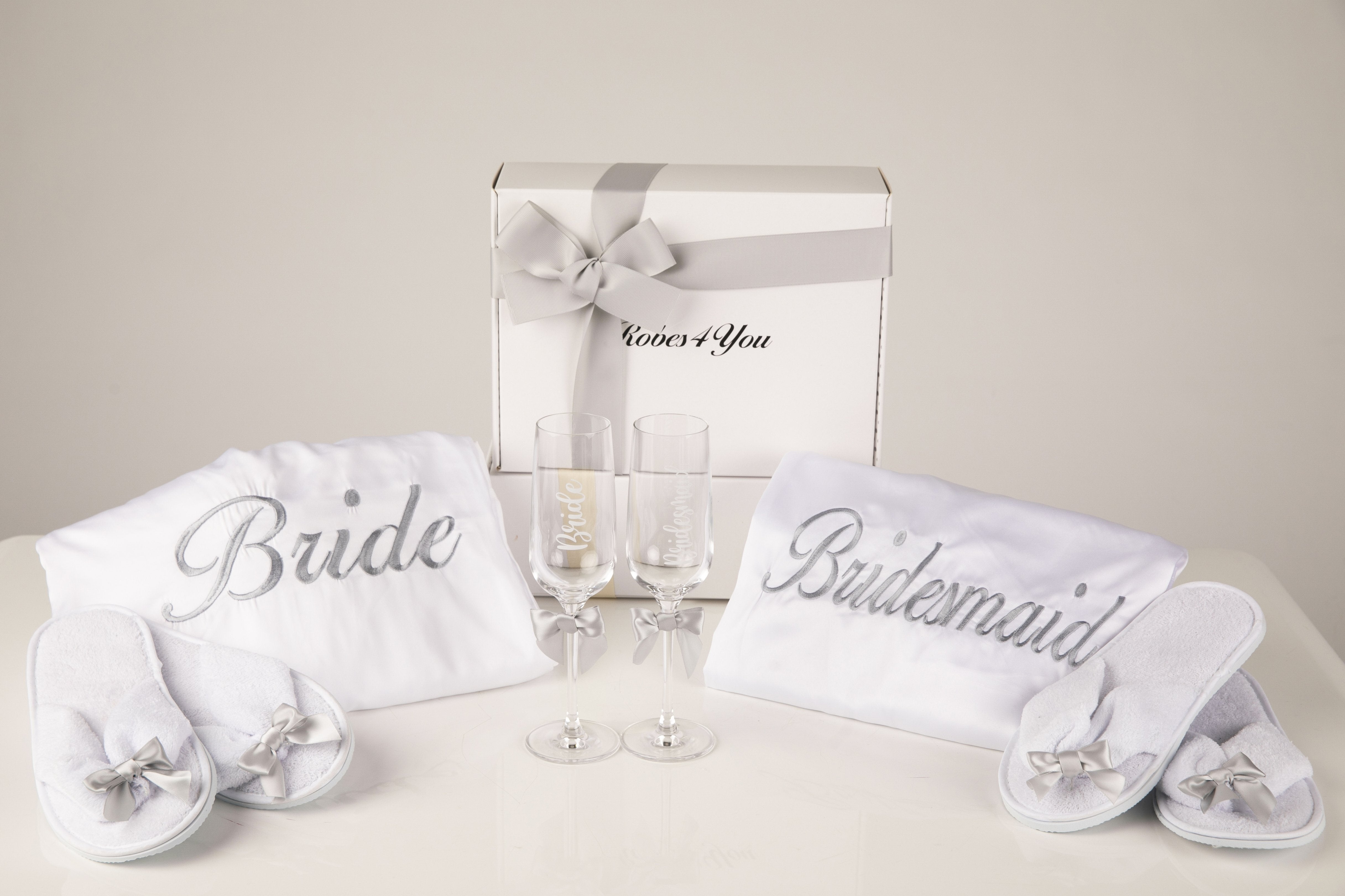 White personalised bridal robes-UK-Robes4you