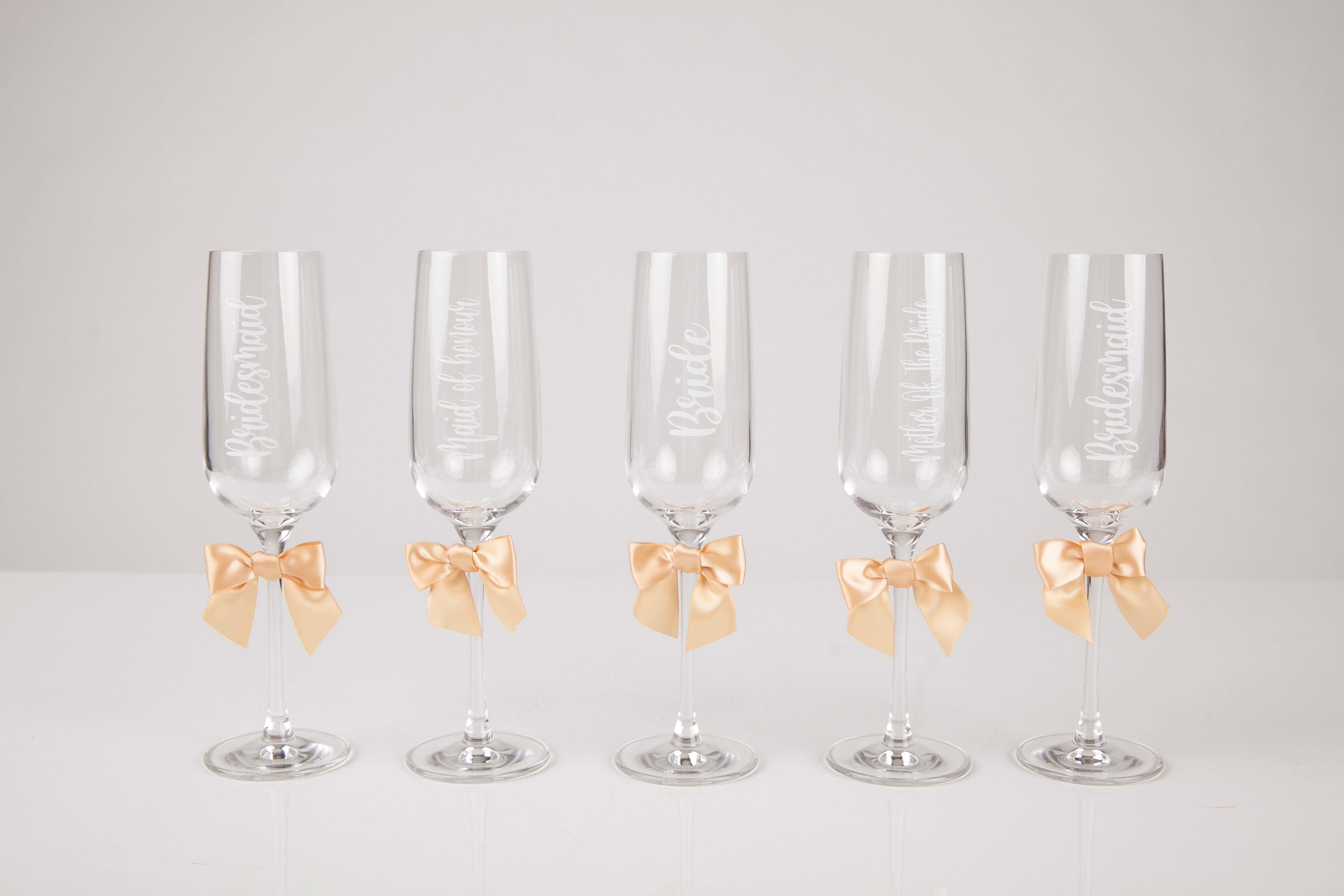 Personalised champagne bridesmaid flutes -robes4you 