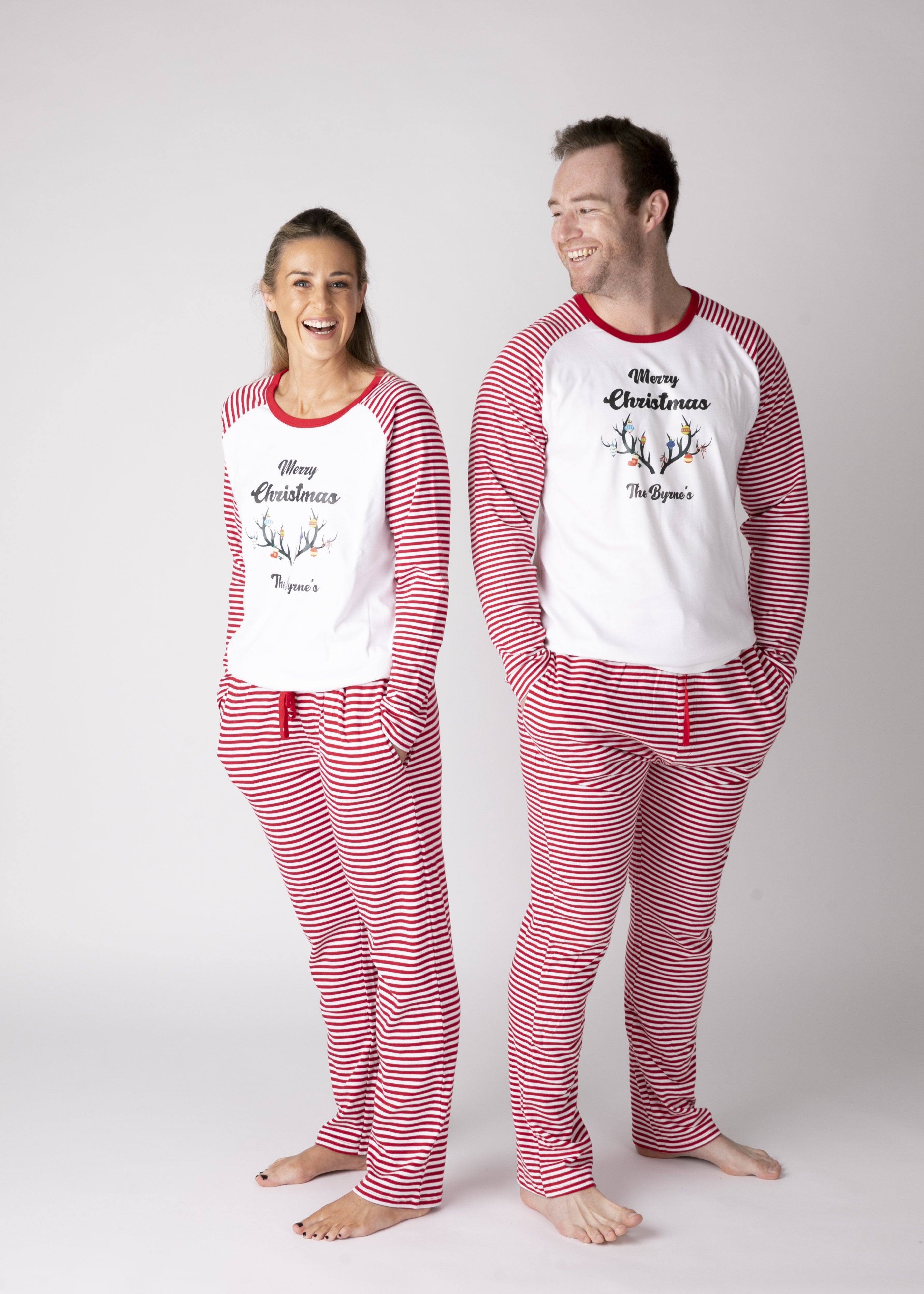 Christmas family pyjamas -Red and White Striped Cotton pyjamas
