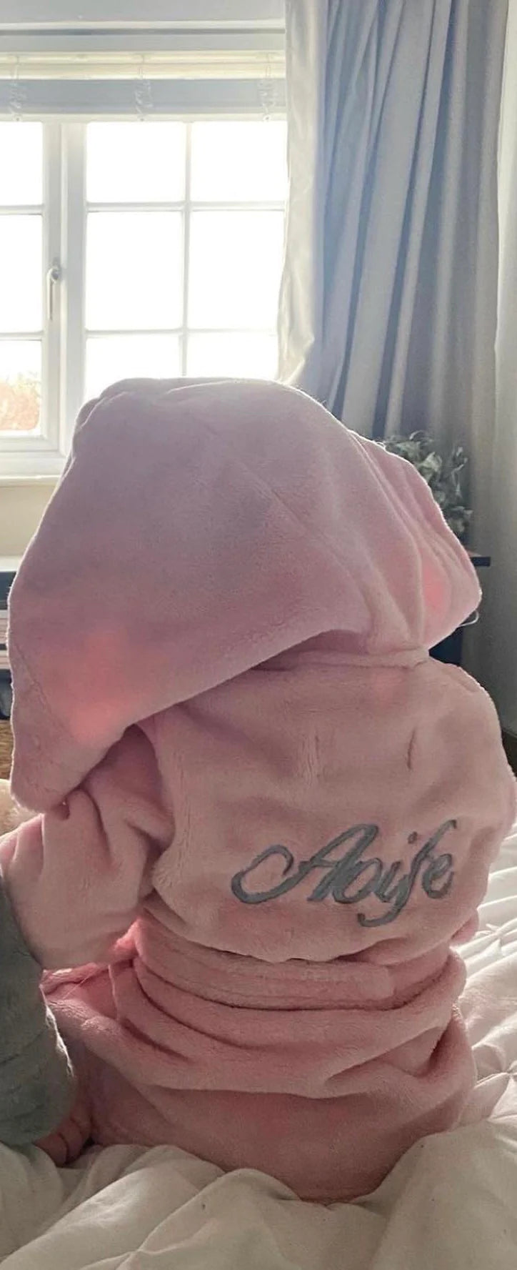 Baby Personalised Baby Pink hooded Robe