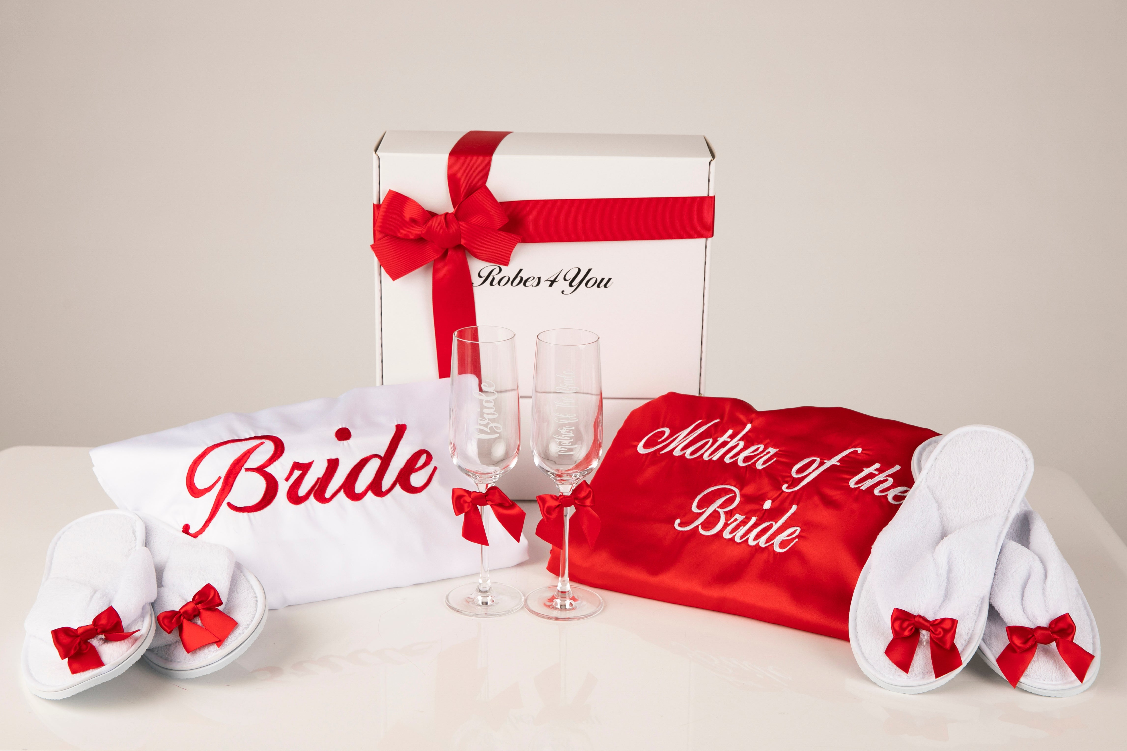 Red and white satin bridal robes-uk-robes4you 