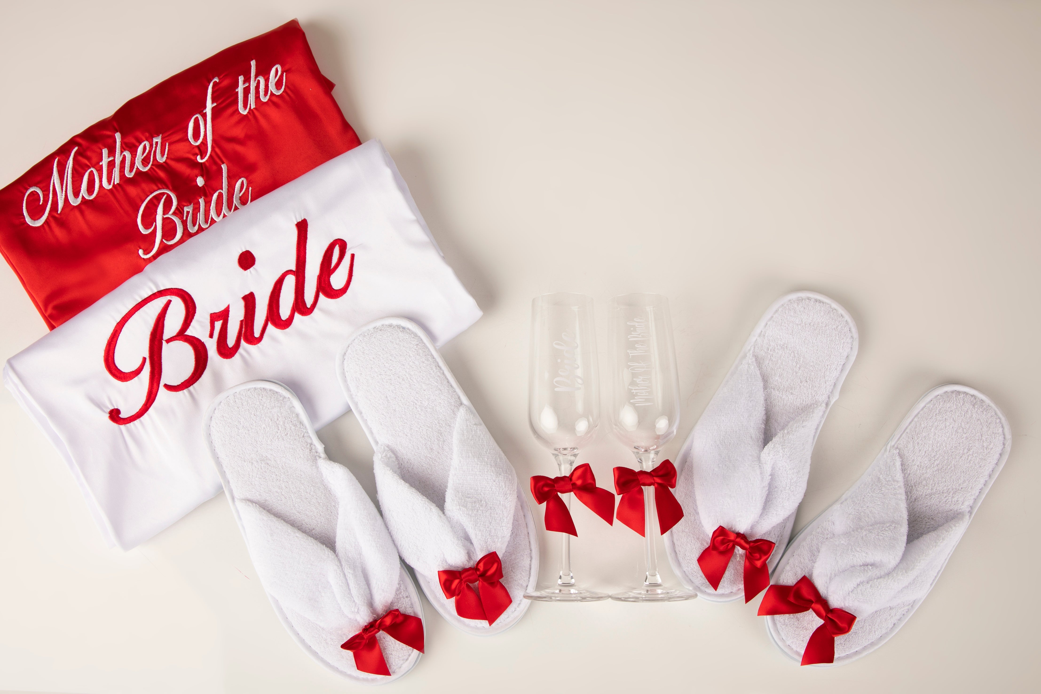 Red and white personalised bridal robes-Uk-Robes4you 