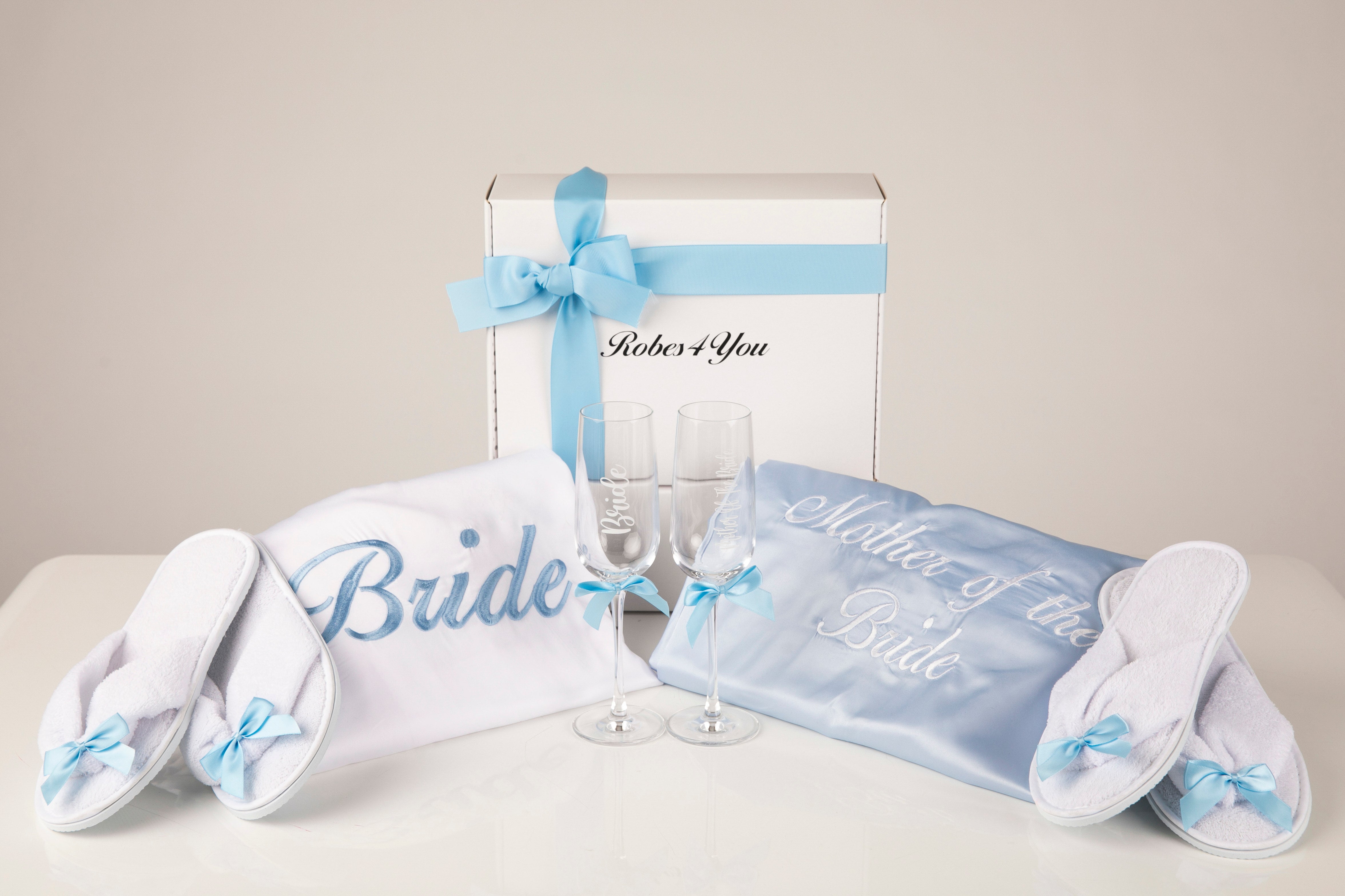 Baby blue and white bridal robes-Robes4you 