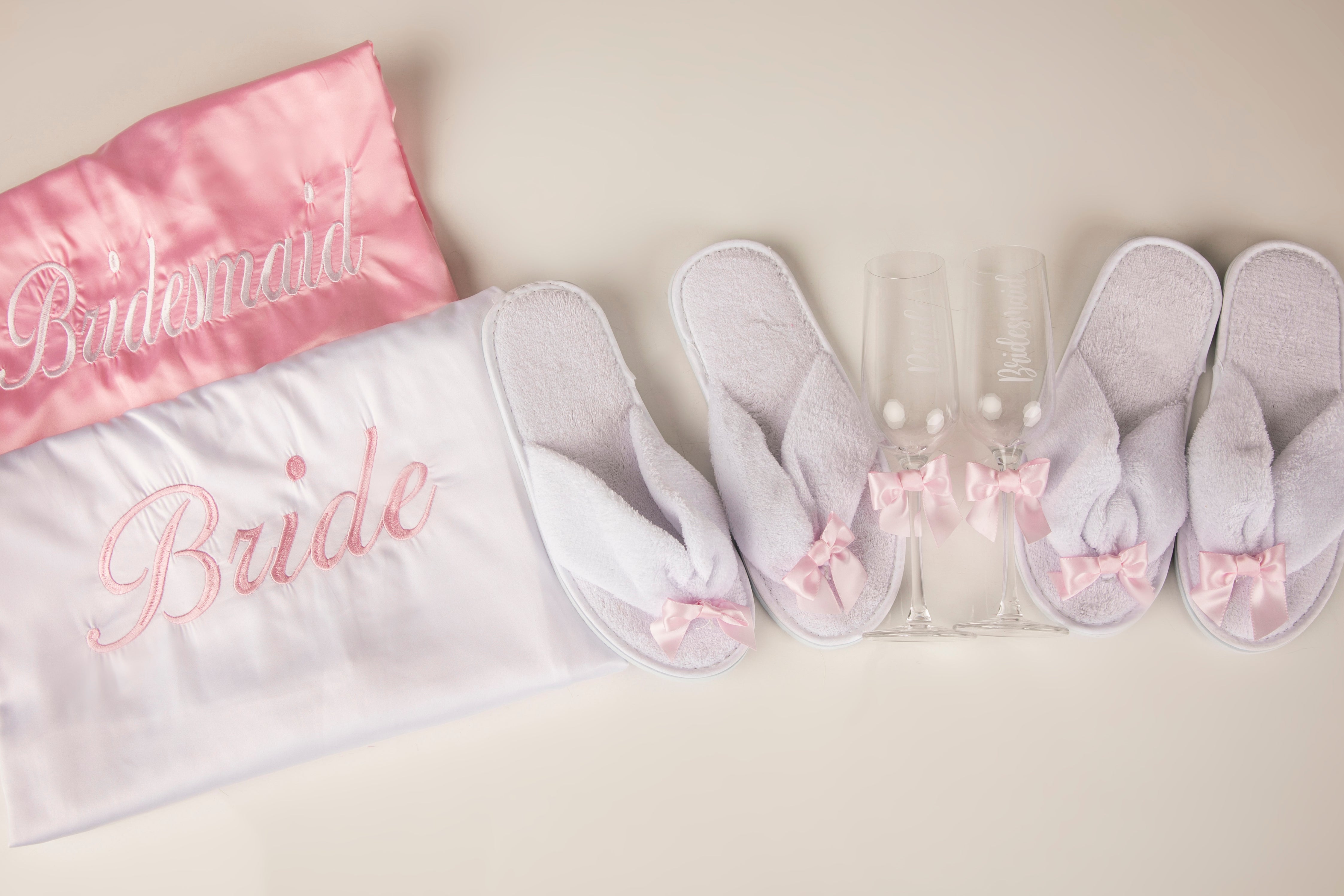 Baby pink and white bridal robes UK-Robes4you
