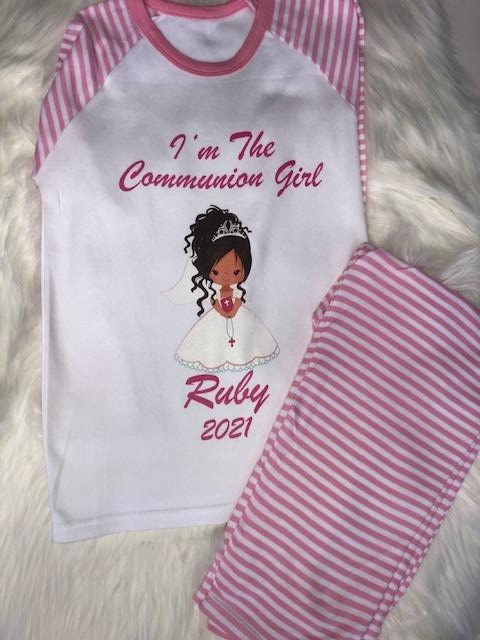 Girls Cotton Communion Pjs with communion girl