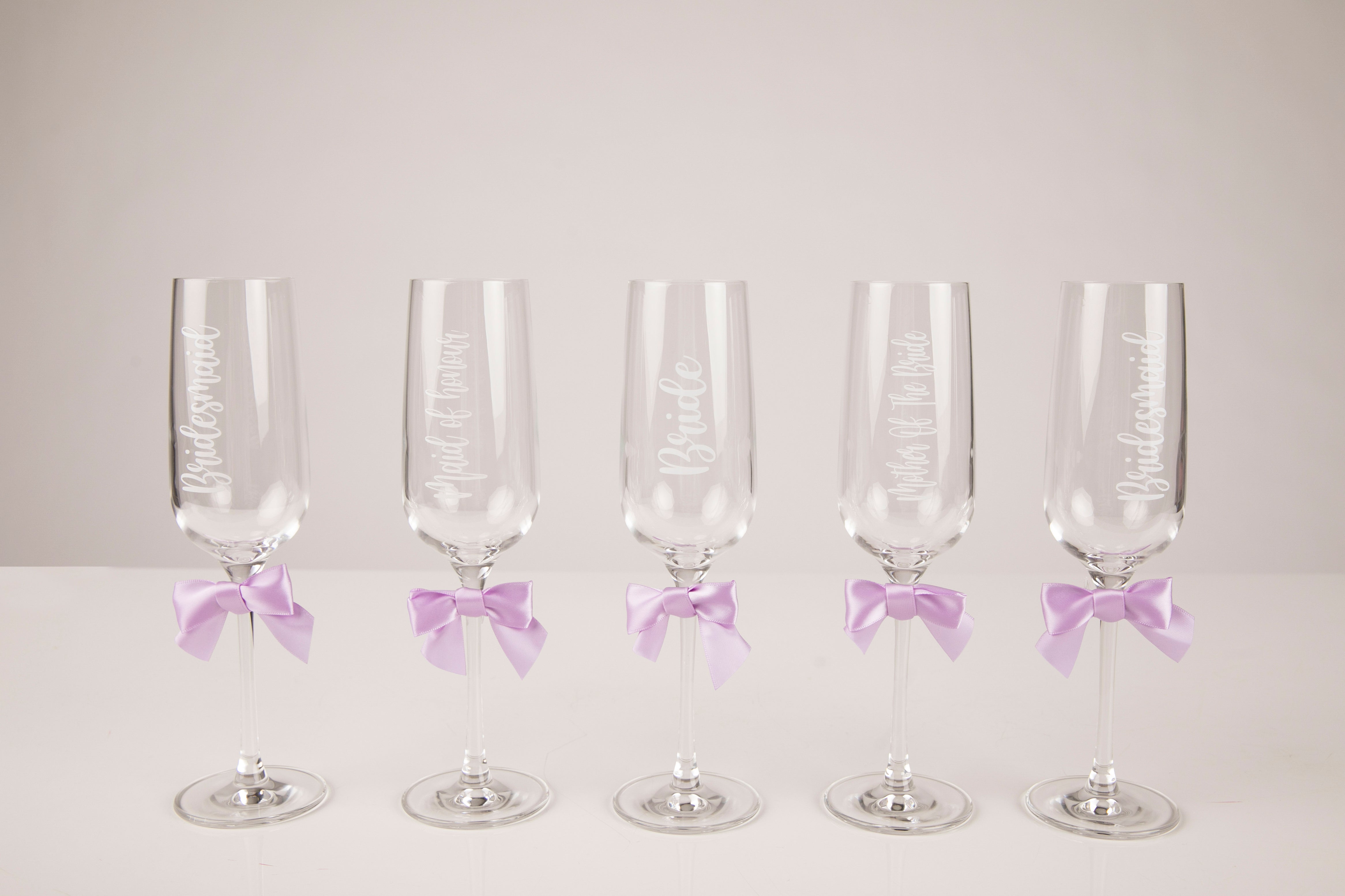 Personalised lilac bridesmaid flutes -robes4you 