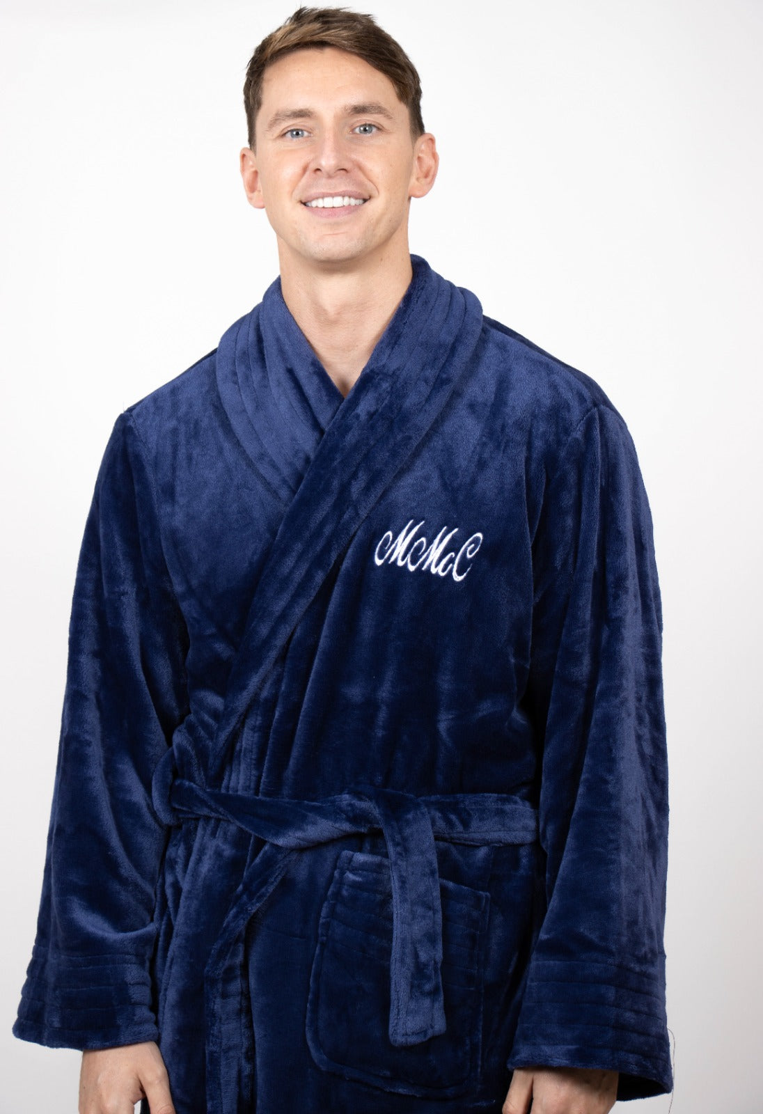 Luxurious Fluffy Navy Mens Robe- Personalised robe- Robes4you UK ...