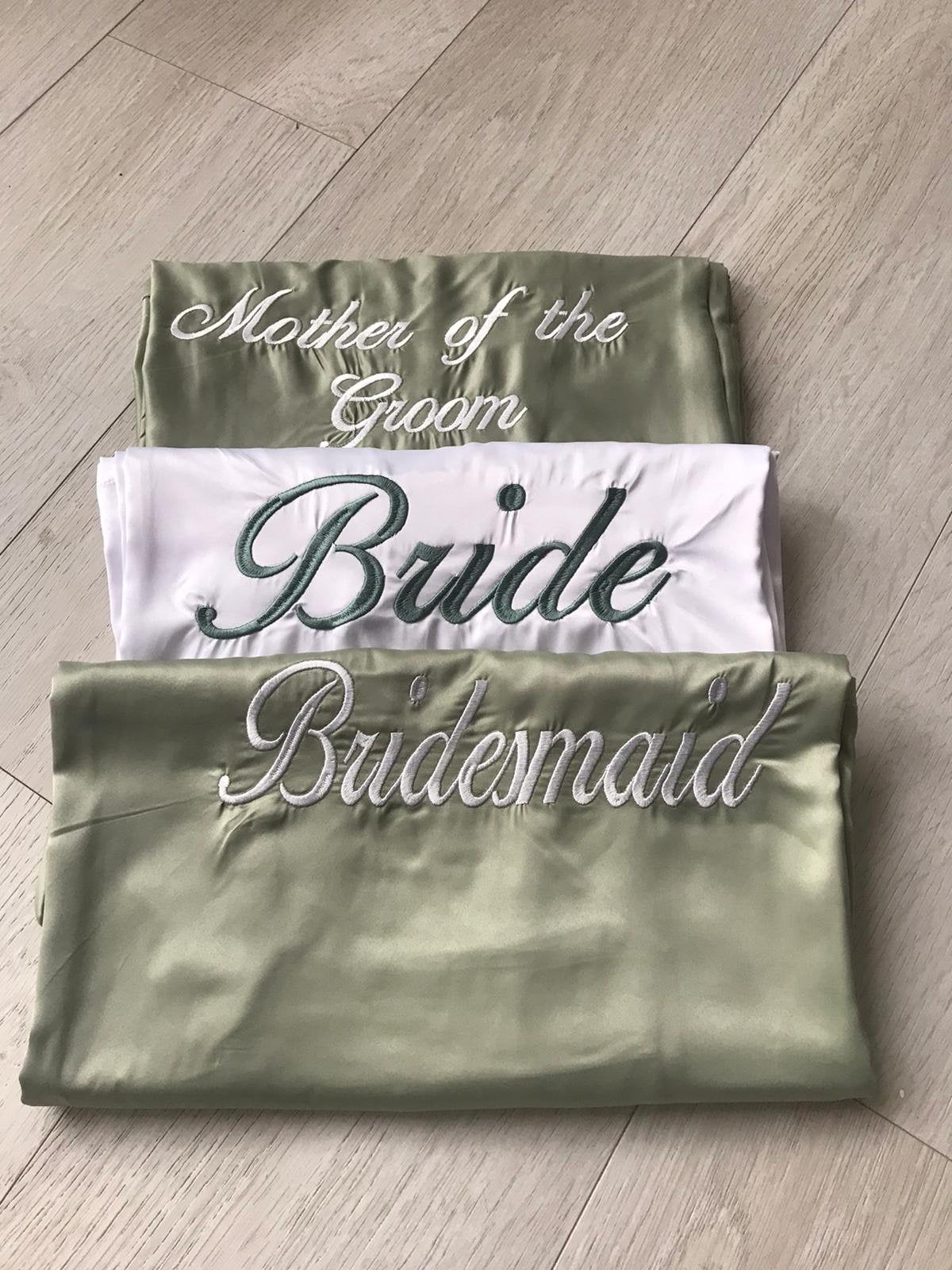 sage green and white personalised bridal robes-uk-robes4you