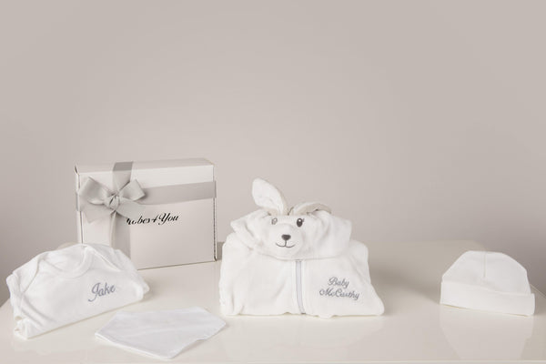 Baby white hamper-Rabbit all in one suit-Baby Grow-hat-bib  all gift boxed