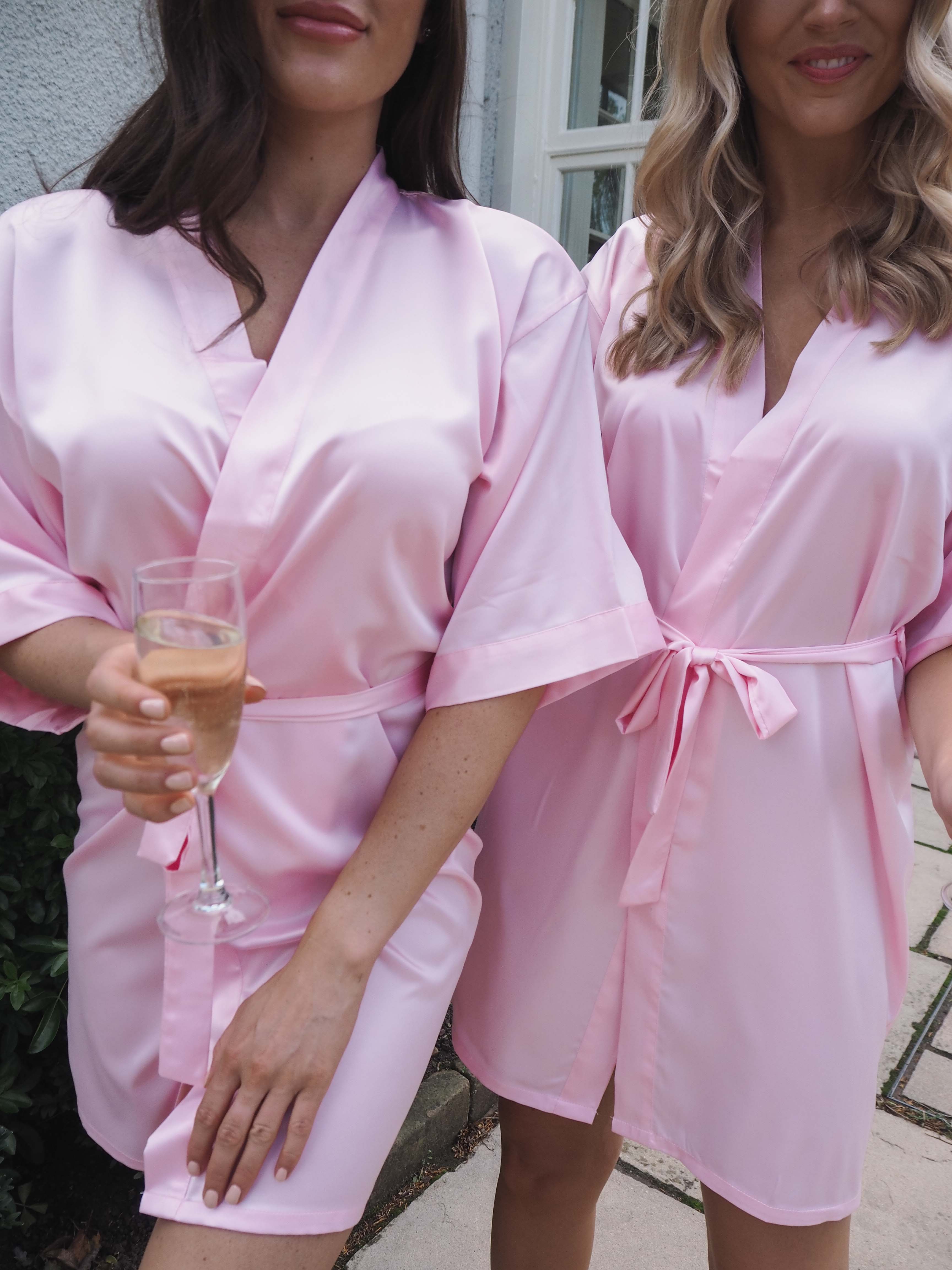 personalised satin robe-Baby pink silk robe-robes4you