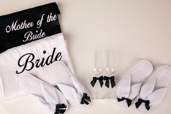 Black personalised bridal robes UK-Robes4you 