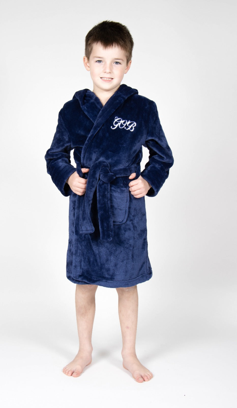 Children's Personalised Navy Hooded Robe