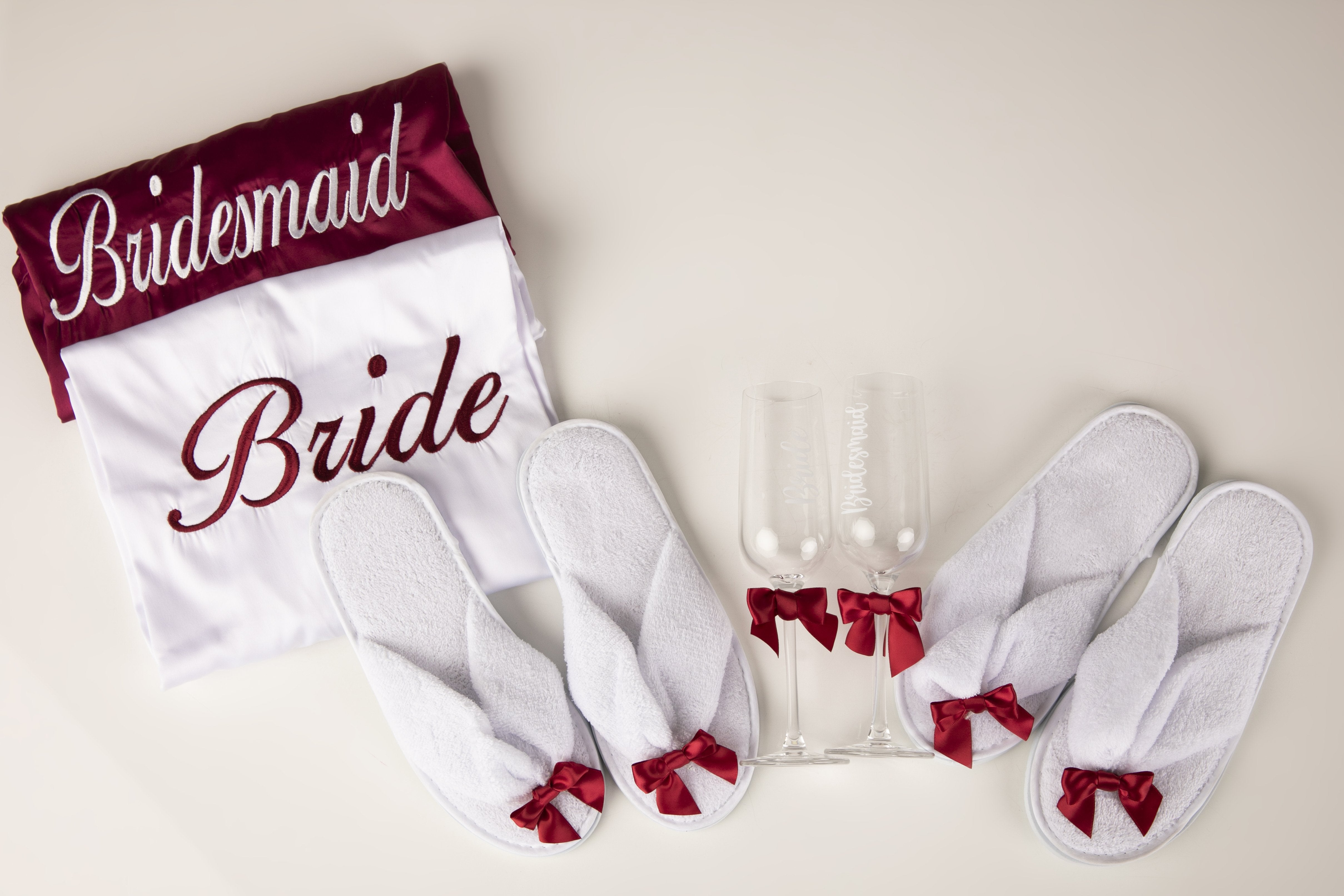 Burgundy bridal satin robes Uk-Robes4you 
