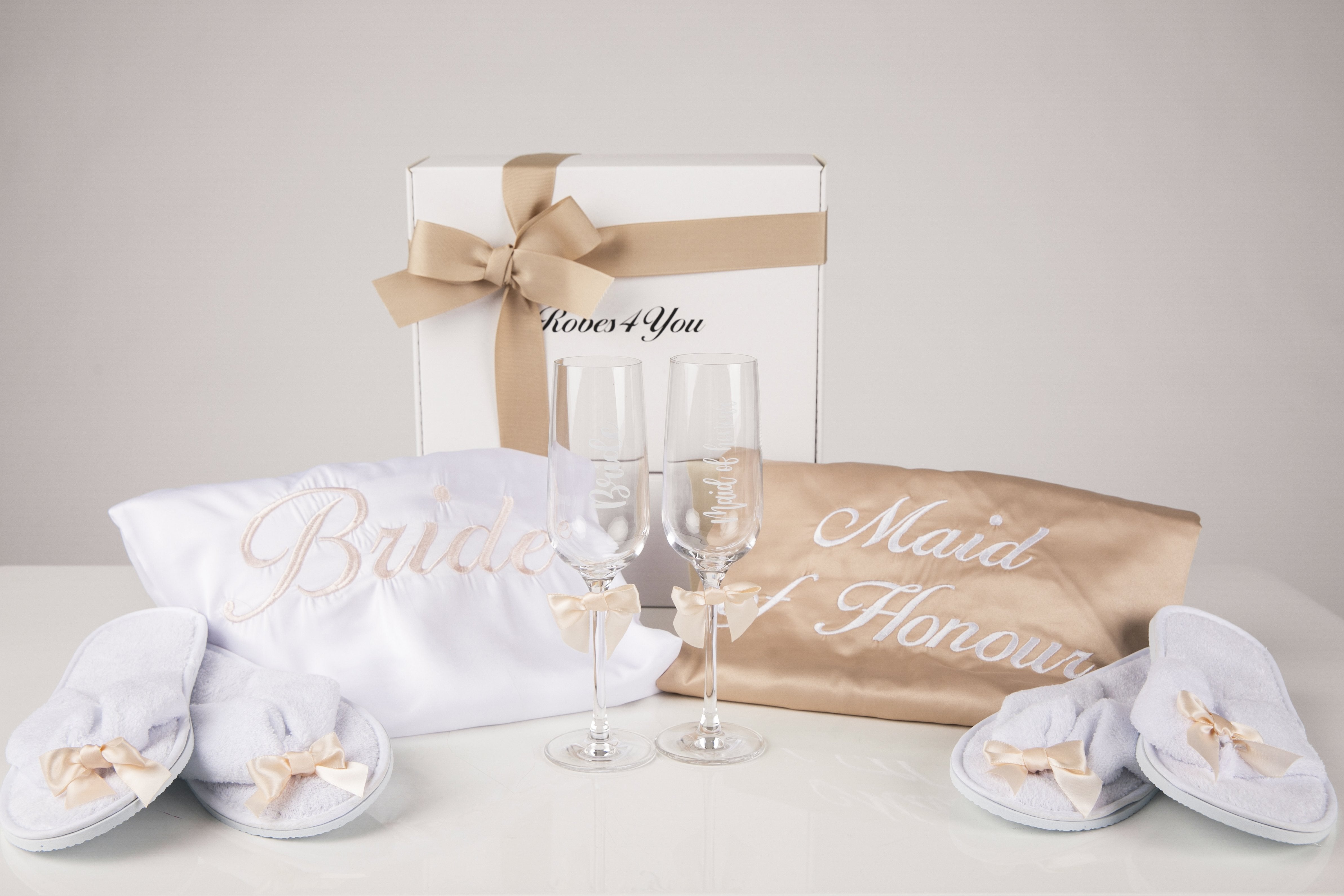 Personalised champagne bridal satin robes-Robes4you