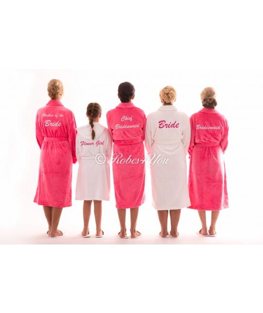 Luxury White & Cerise Pink Soft Robes - Robes 4 You