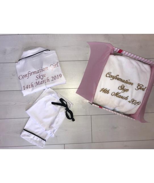 Confirmation Set-Personalised Fluffy Robe and Pjs - Robes 4 You
