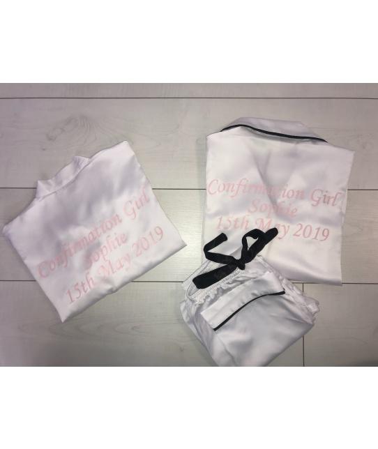 Confirmation Set-Personalised Satin Robe and Pjs - Robes 4 You
