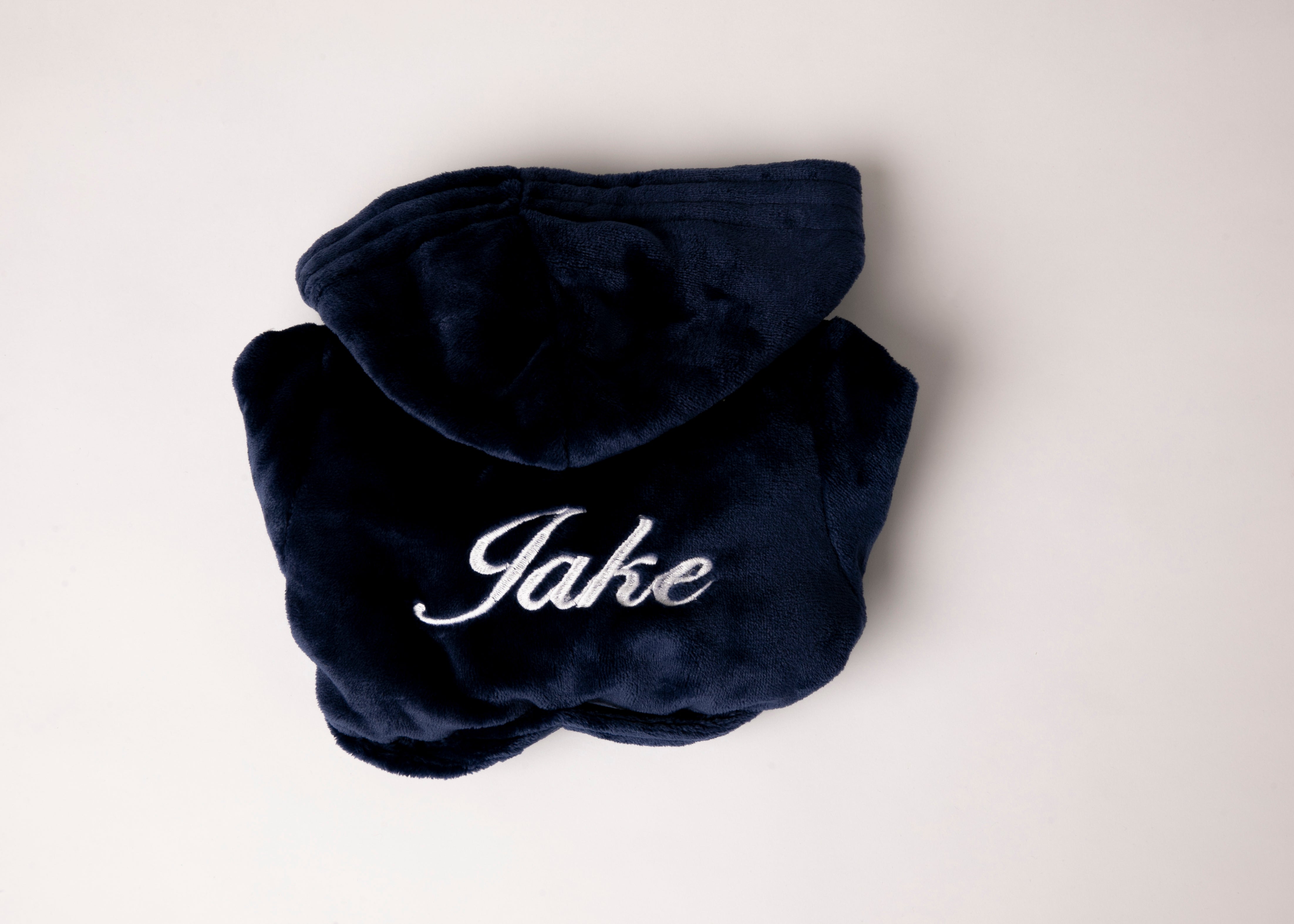 personalised navy fluffy dressing gown- Robes4you-UK