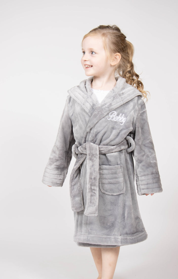 Grey Kids Robe Children's Personalised Grey Hooded Robe- Robes4you – Robes4you2