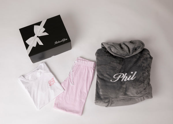 Luxurious Soft Fluffy Oversized Ladies Hoodie with Cotton Long pink and white  Pyjamas  in a gift box