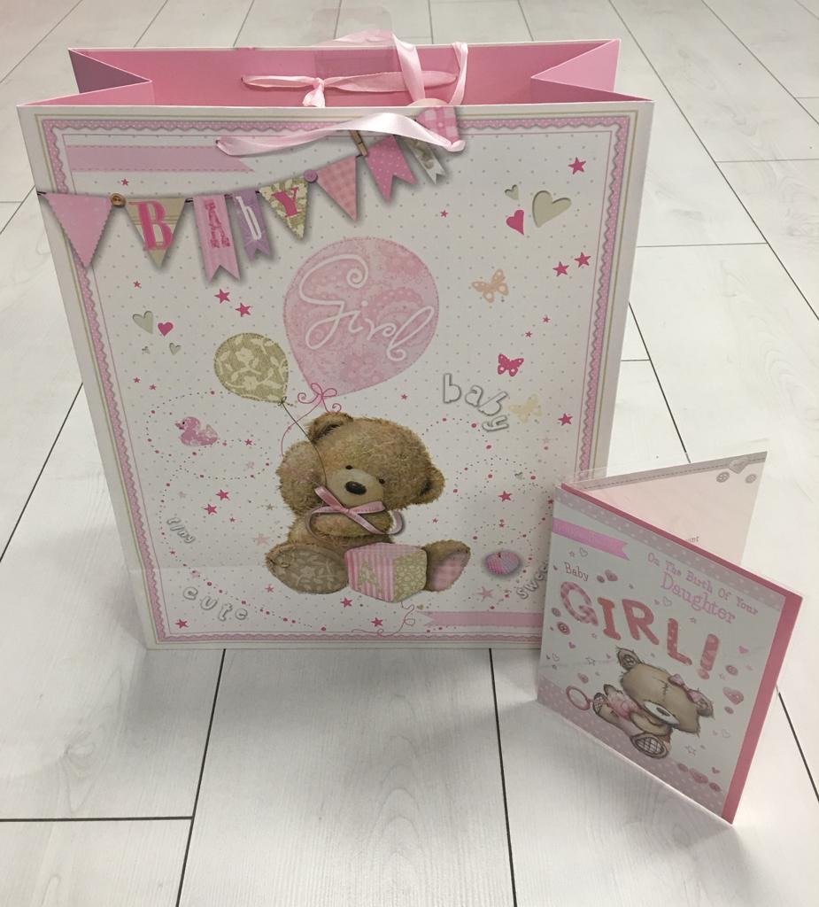 Baby girl gift - Large Teddy with personalised detachable comforter - Robes 4 You