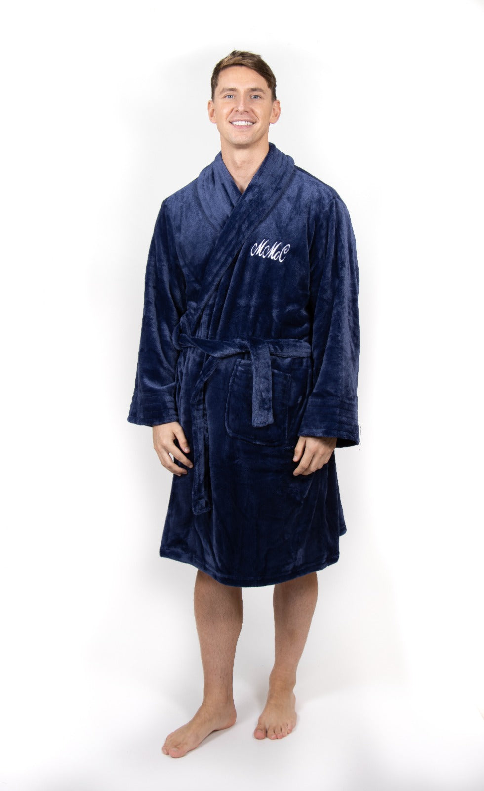 Luxurious Fluffy Navy Mens Robe- Personalised robe- Robes4you UK ...