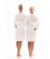 White cotton bridal robes embroidered in gold. - Robes 4 You